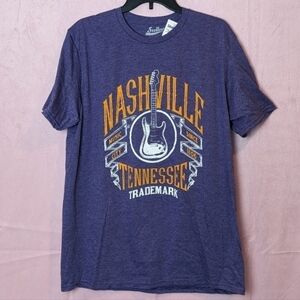 Nashville Tennessee Music City size 1806 Heather Purple Short Sleeve Tee Large